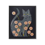Gray Cat And Flowers Framed Canvas Print Gallery Image 8