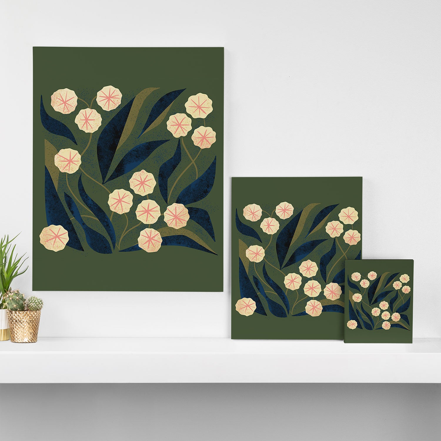 Green Floral Canvas Print Gallery Image 3
