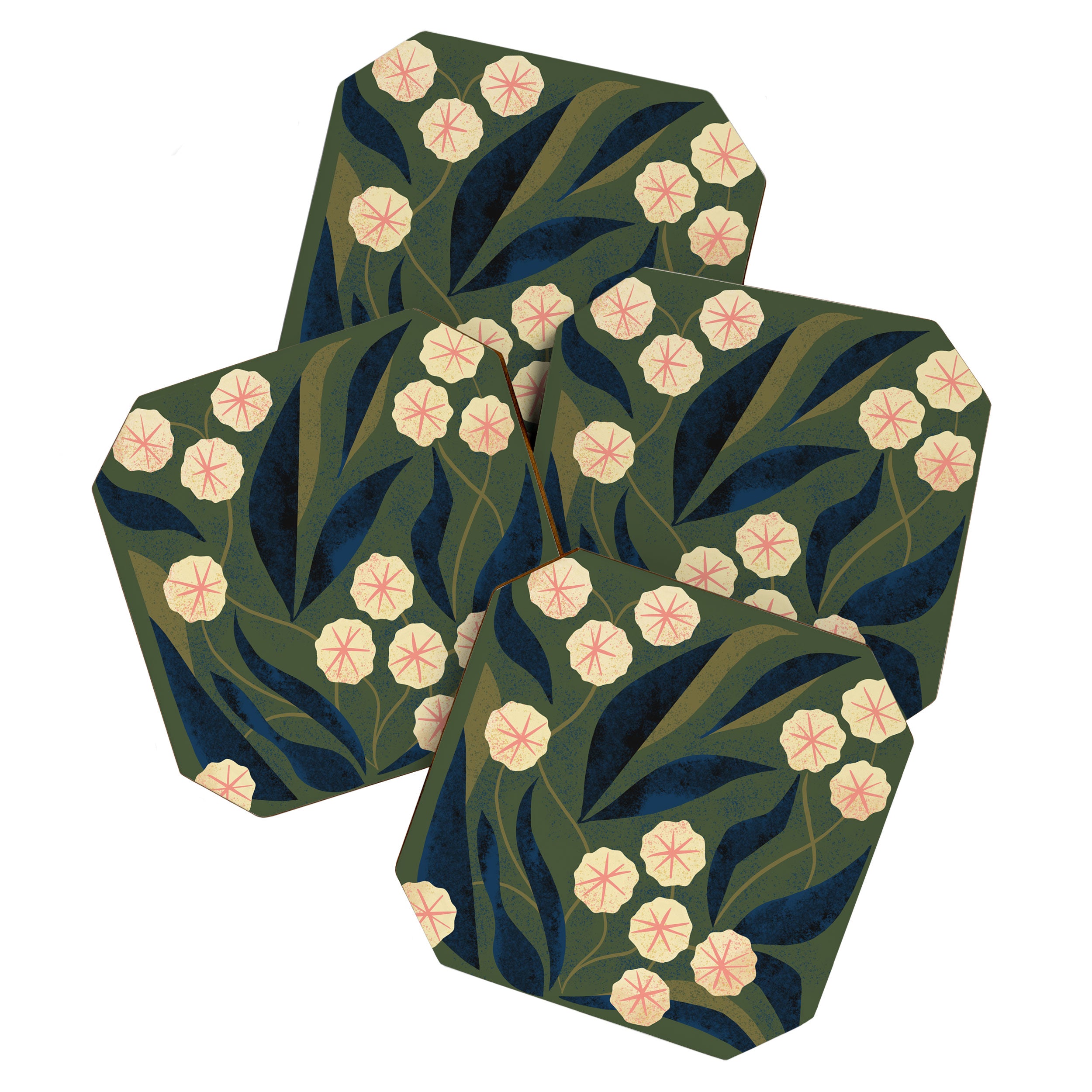 Green Floral Coaster Gallery Image 1