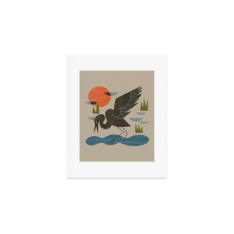Happy Heron Art Print Gallery Image 1