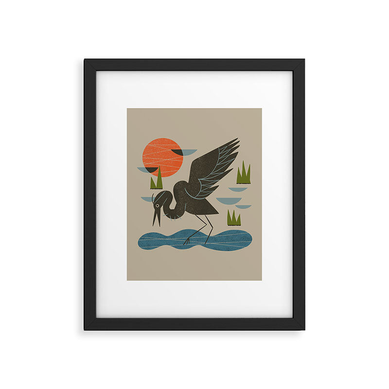 Happy Heron Framed Art Print Gallery Image 6