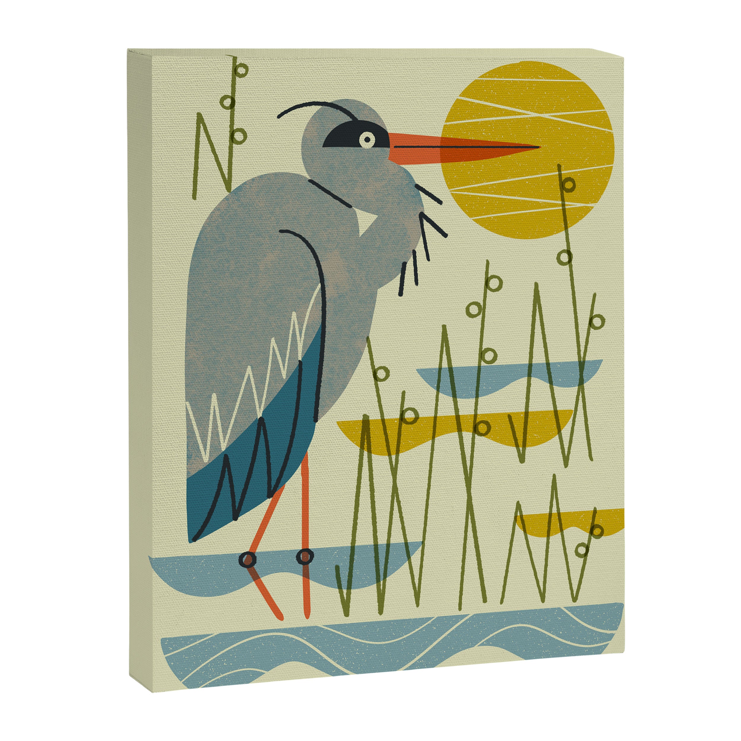 Heron Among Reeds Canvas Print Gallery Image 6
