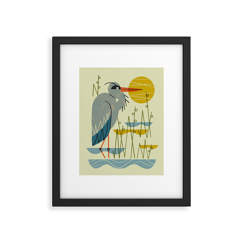 Heron Among Reeds Framed Art Print Gallery Image 5