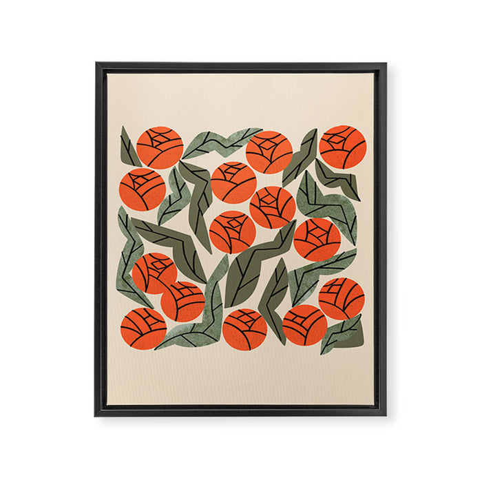 Hot Orange Blooms Framed Canvas Print Gallery Image 1