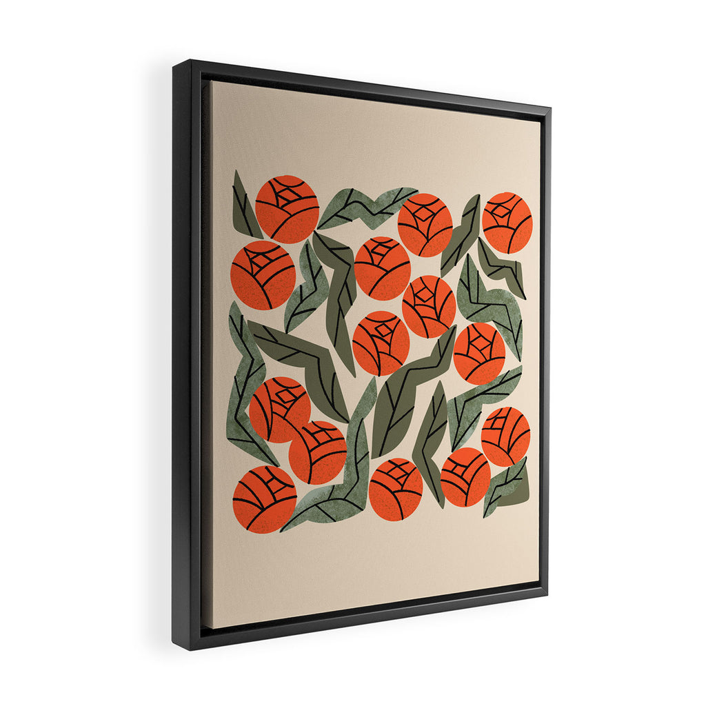 Hot Orange Blooms Framed Canvas Print Gallery Image 2