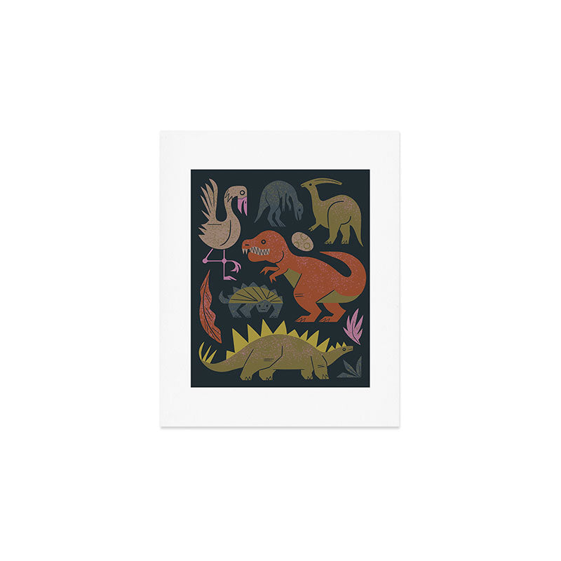 Jurassic Friends (Dark) Art Print Gallery Image 1