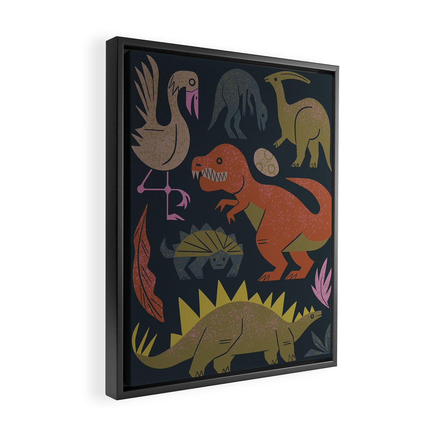 Jurassic Friends (Dark) Framed Canvas Print Gallery Image 2