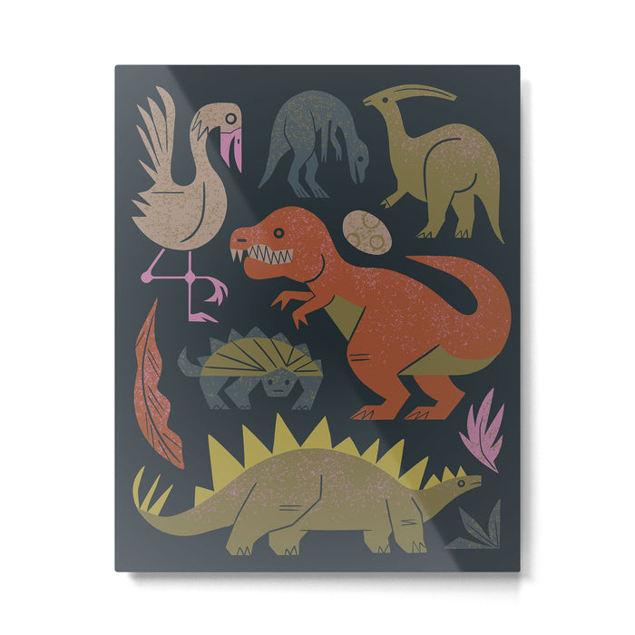 Jurassic Friends (Dark) Metal Print Gallery Image 1