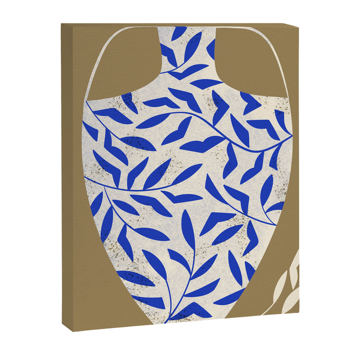 Leafy Blue Vase Canvas Print Gallery Image 1