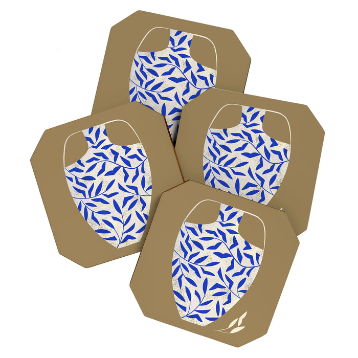 Leafy Blue Vase Coaster Gallery Image 1