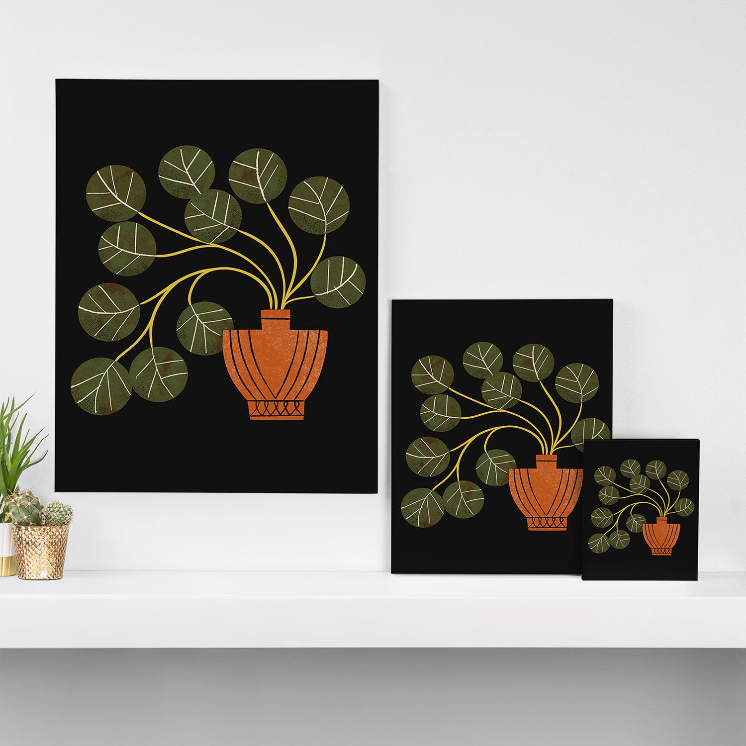 Leafy Plant In Vase Canvas Print Gallery Image 3