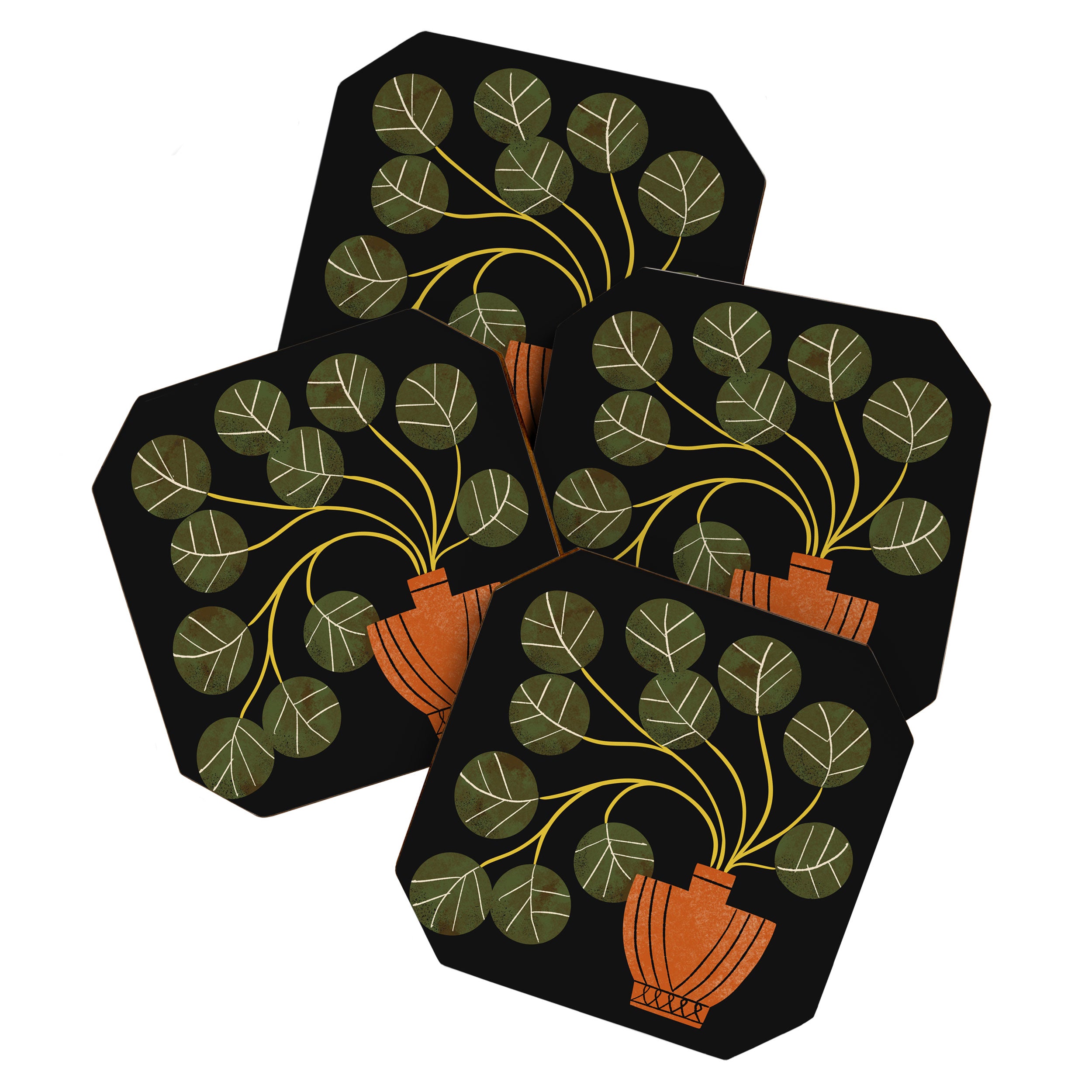 Leafy Plant In Vase Coaster Gallery Image 1