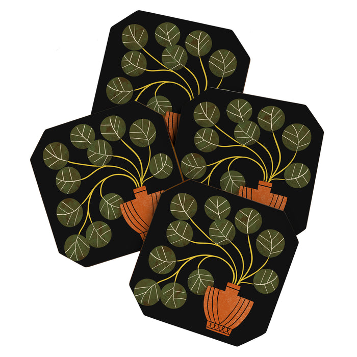 Leafy Plant In Vase Coaster Gallery Image 1