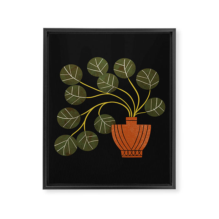 Leafy Plant In Vase Framed Canvas Print Gallery Image 1