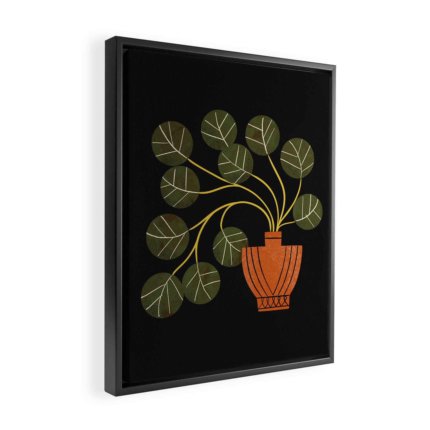 Leafy Plant In Vase Framed Canvas Print Gallery Image 2