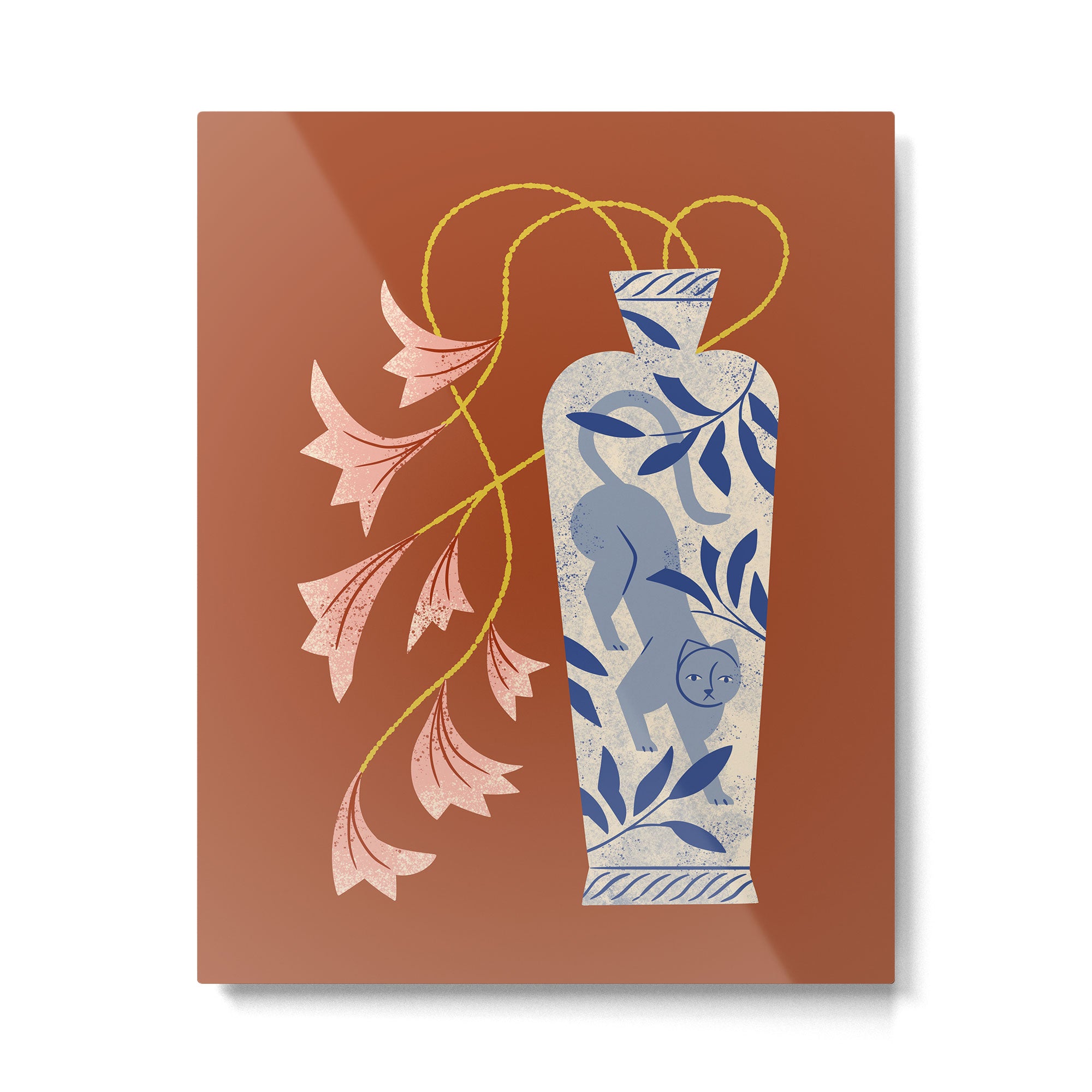 Lilies And Porcelain Cat Vase Metal Print Gallery Image 4