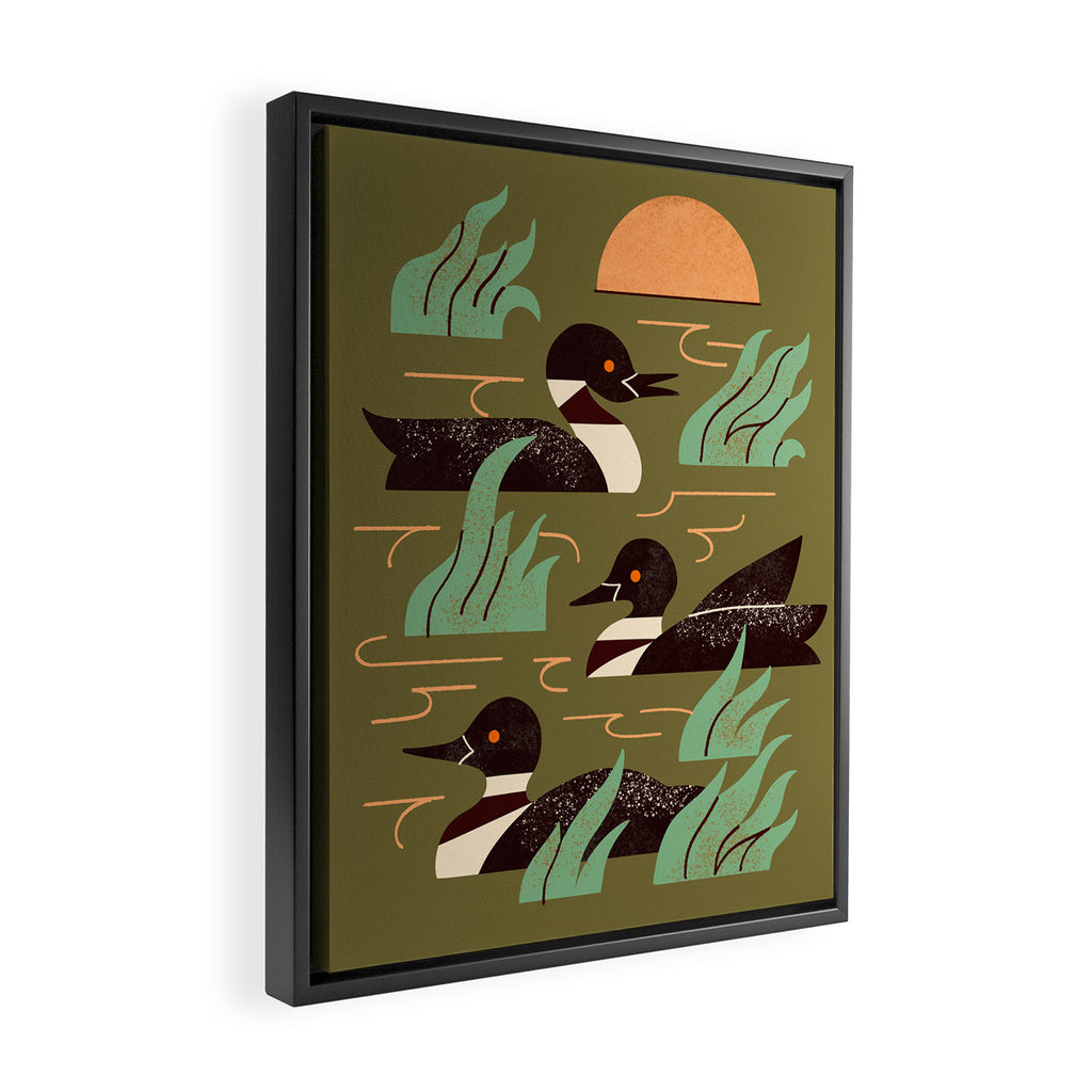 Loons At Dusk Framed Canvas Print Gallery Image 2