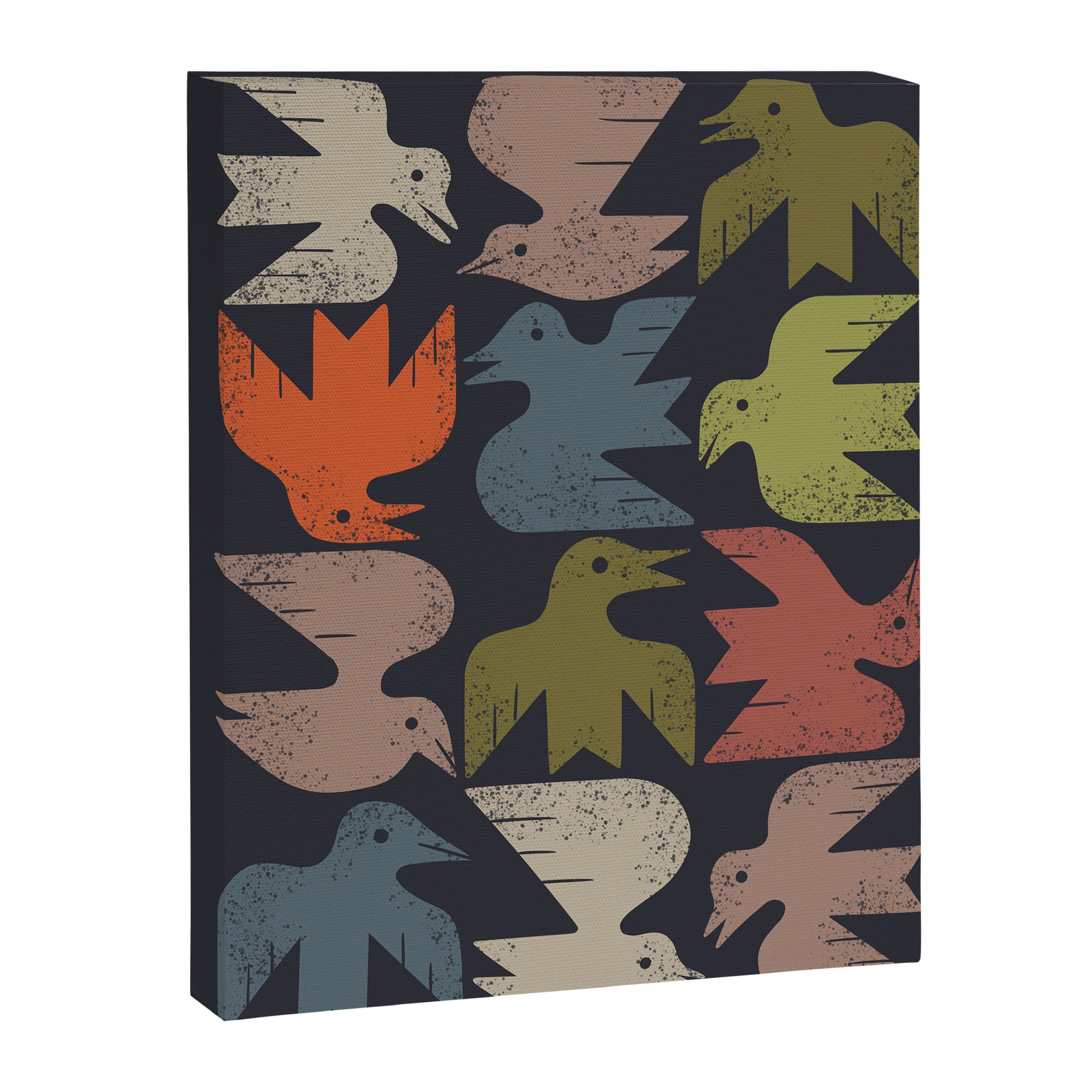 Midcentury Bird Grid (Charcoal) Canvas Print Gallery Image 8