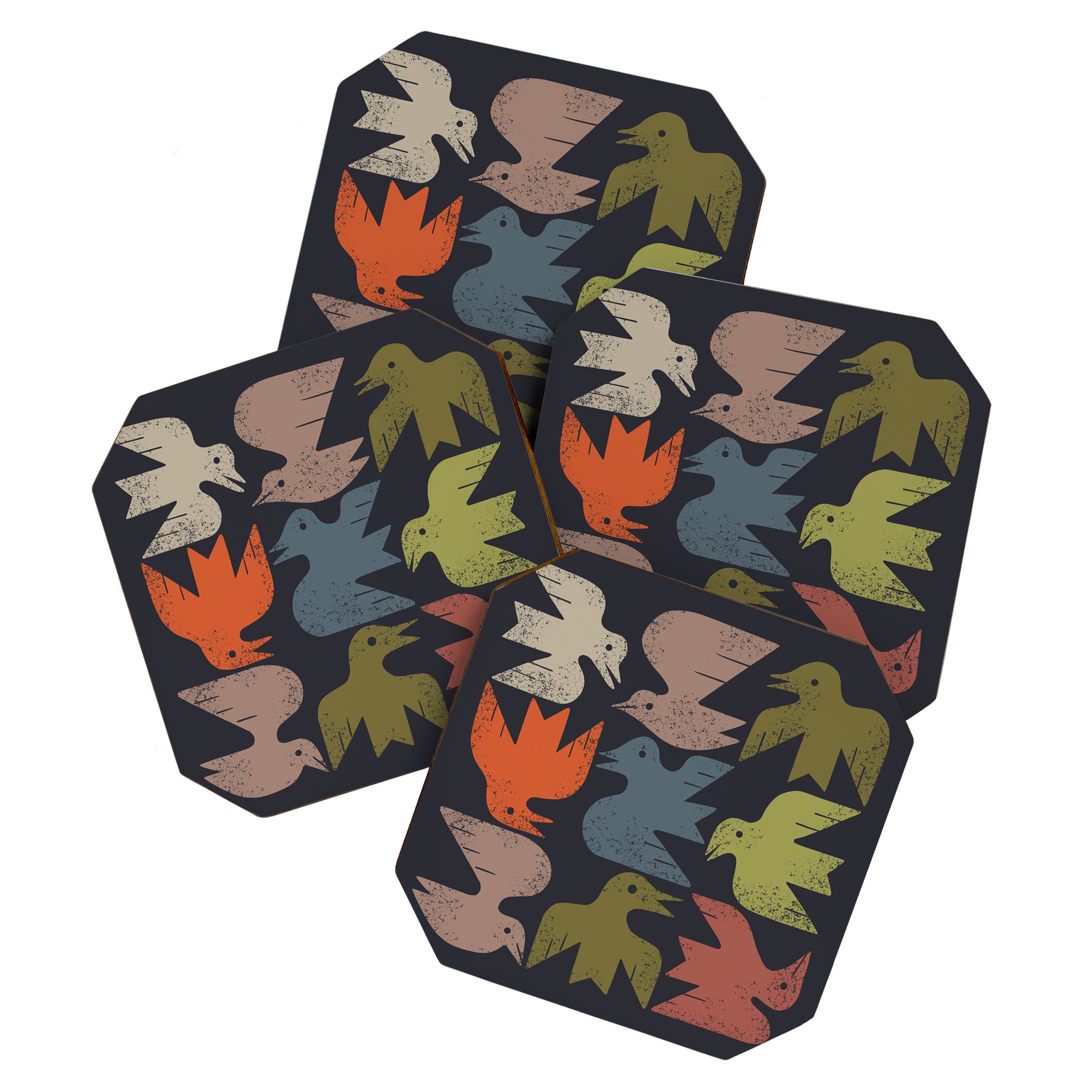 Midcentury Bird Grid (Charcoal) Coaster Gallery Image 1