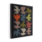 Midcentury Bird Grid (Charcoal) Framed Canvas Print Gallery Image 2