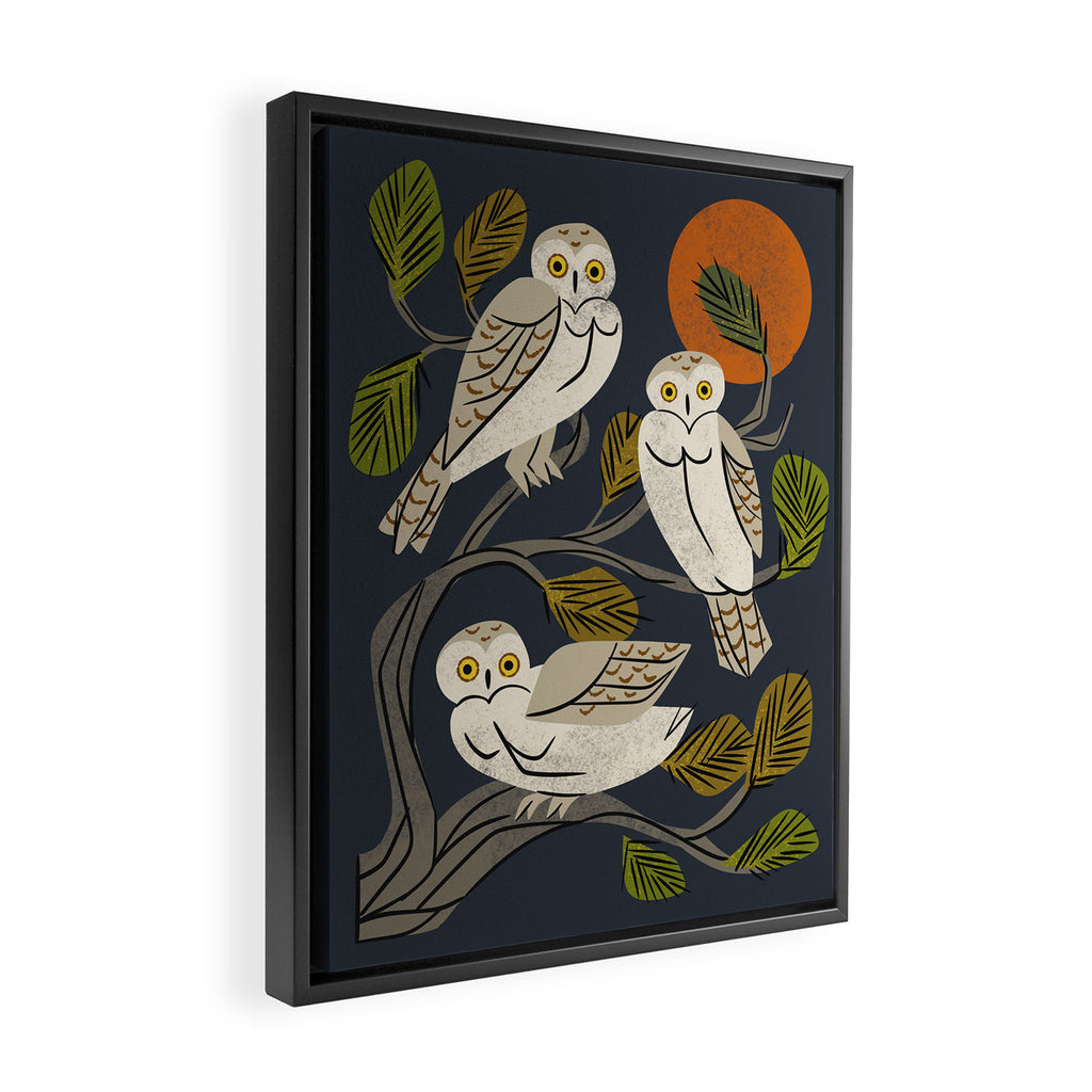 Midnight Owl Tree Framed Canvas Print Gallery Image 2