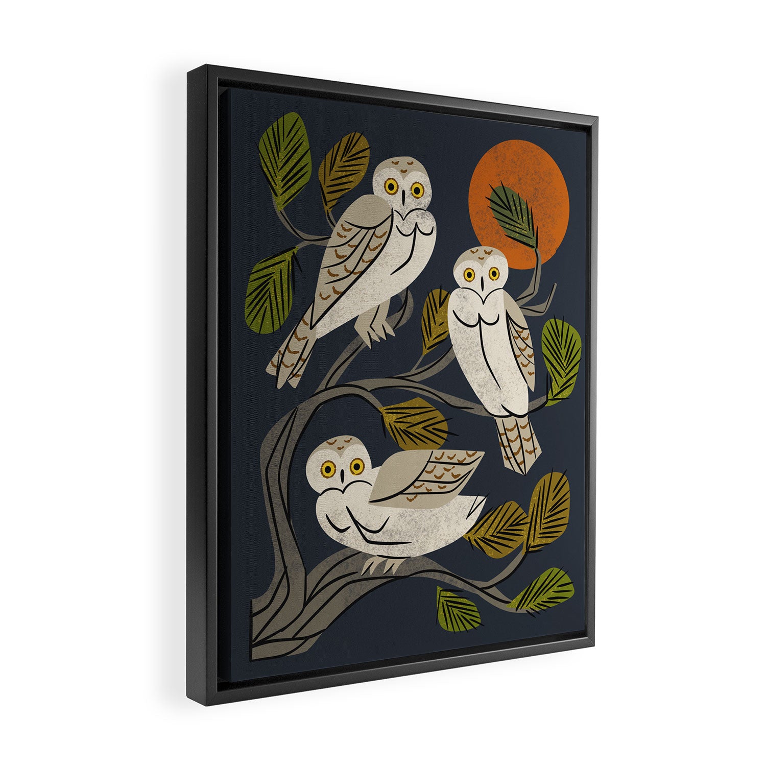Midnight Owl Tree Framed Canvas Print Gallery Image 2
