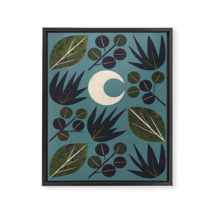 Moonlit Leaves Grid Framed Canvas Print Gallery Image 1