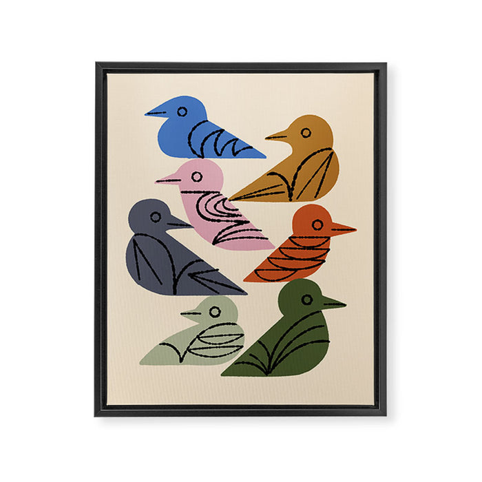 Painted Birds Framed Canvas Print Gallery Image 1