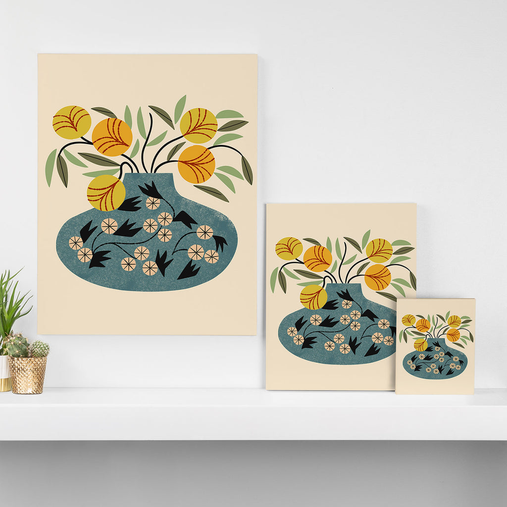 Painted Vase Blooms Canvas Print Gallery Image 3