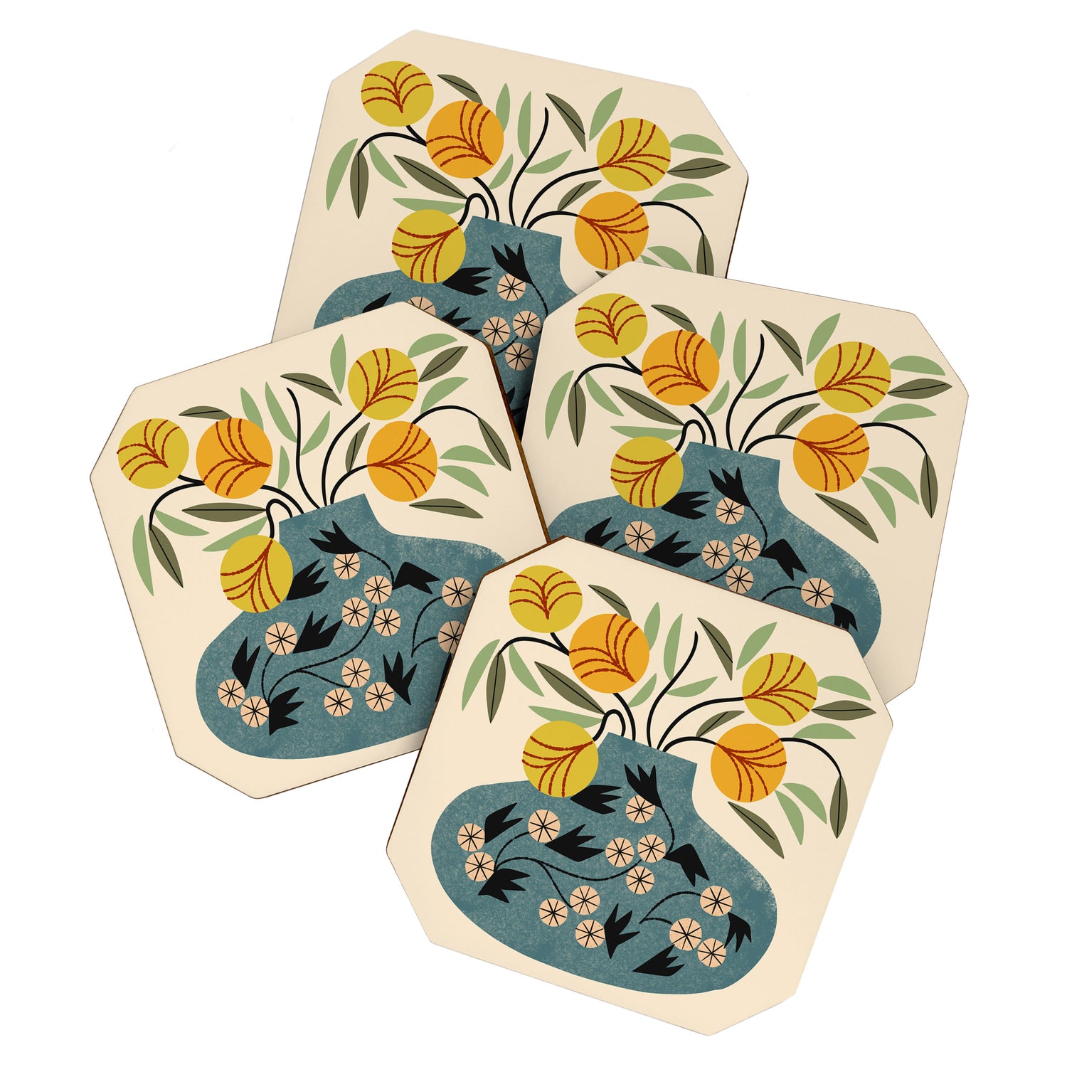 Painted Vase Blooms Coaster Gallery Image 1