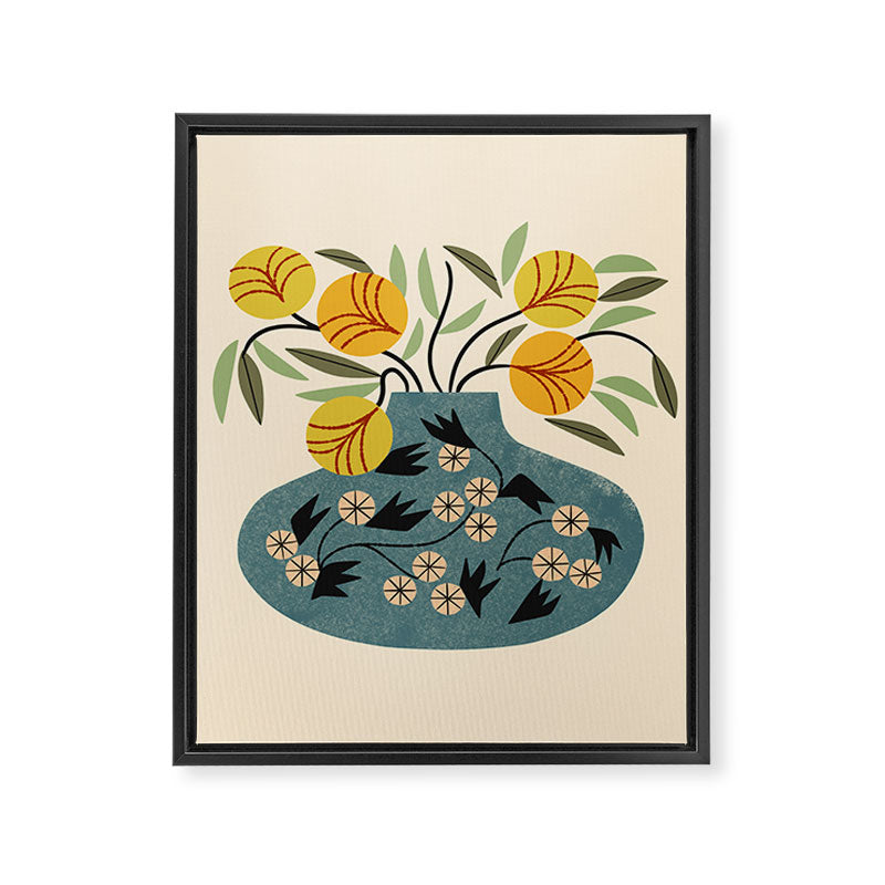 Painted Vase Blooms Framed Canvas Print Gallery Image 8