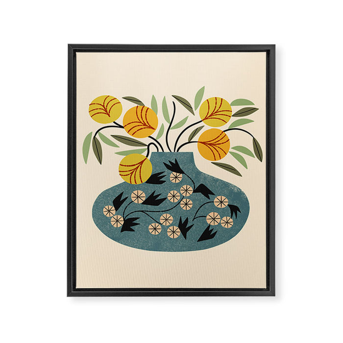 Painted Vase Blooms Framed Canvas Print Gallery Image 1