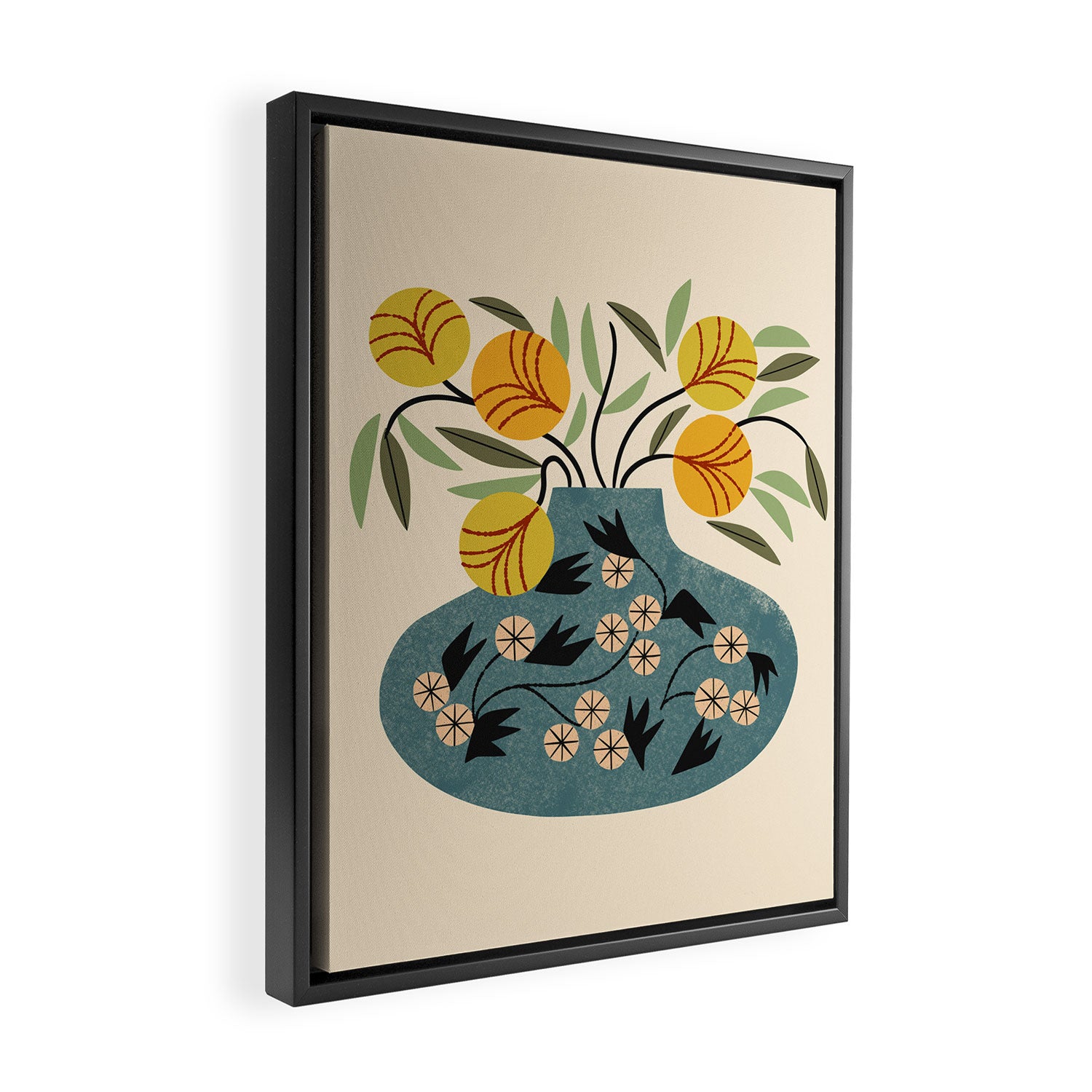 Painted Vase Blooms Framed Canvas Print Gallery Image 2