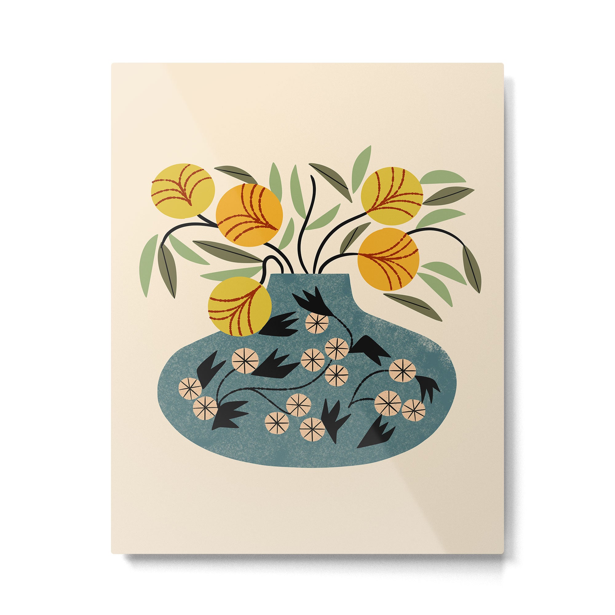 Painted Vase Blooms Metal Print Gallery Image 6