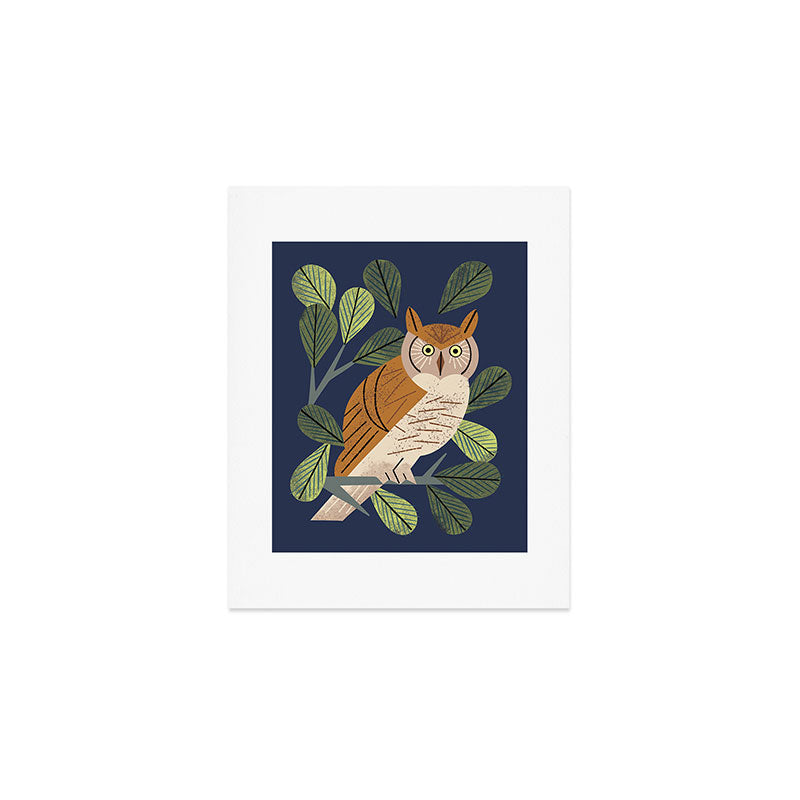 Perching Owl Art Print Gallery Image 1