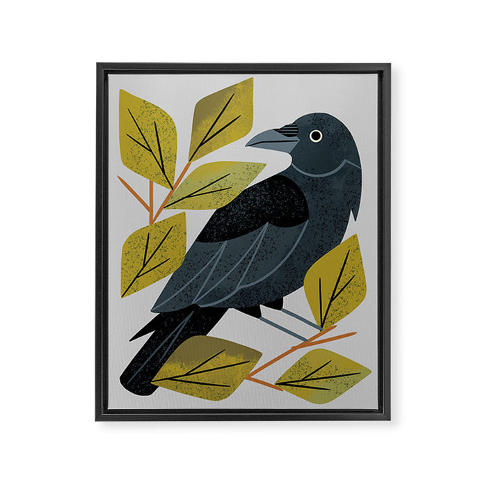 Perching Raven Framed Canvas Print Gallery Image 1