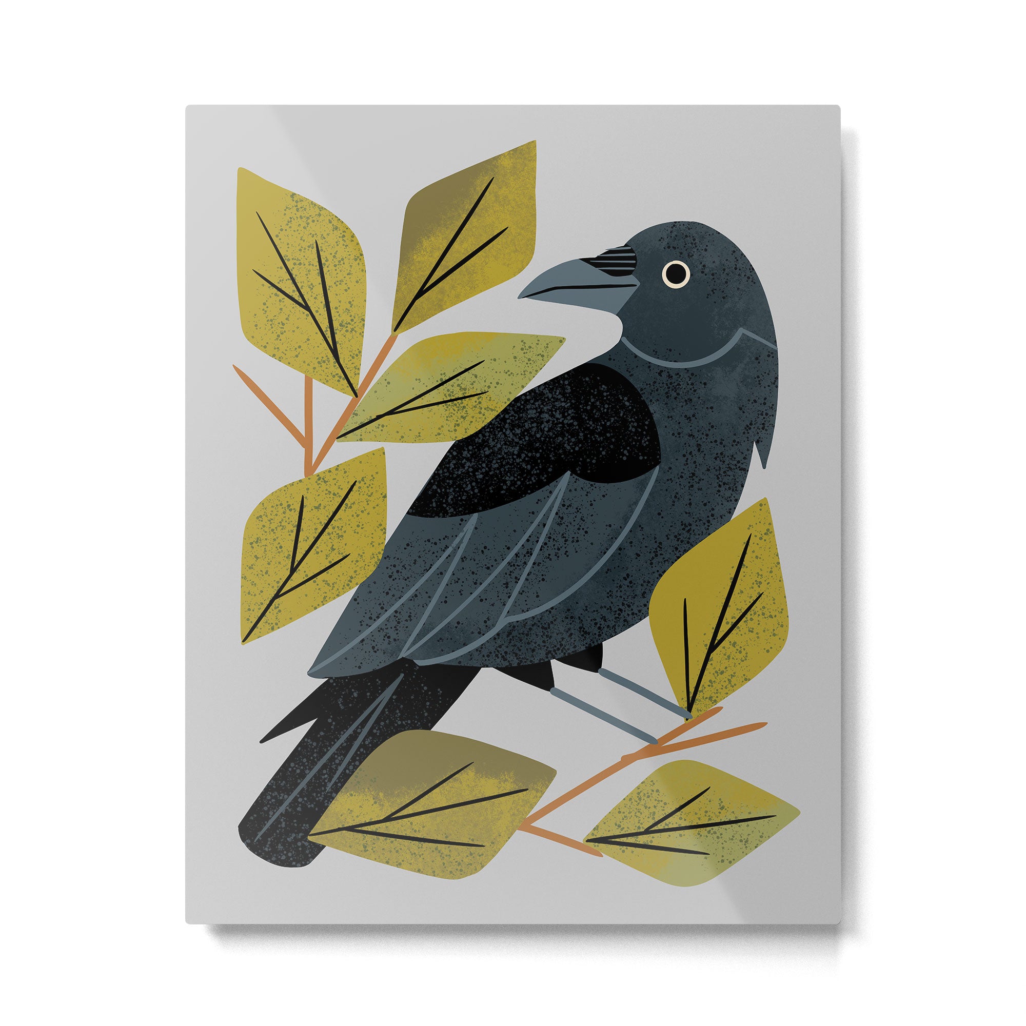 Perching Raven Metal Print Gallery Image 4