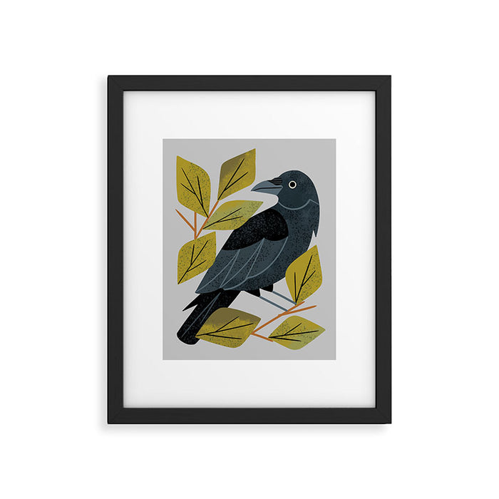 Perching Raven Framed Art Print Gallery Image 1