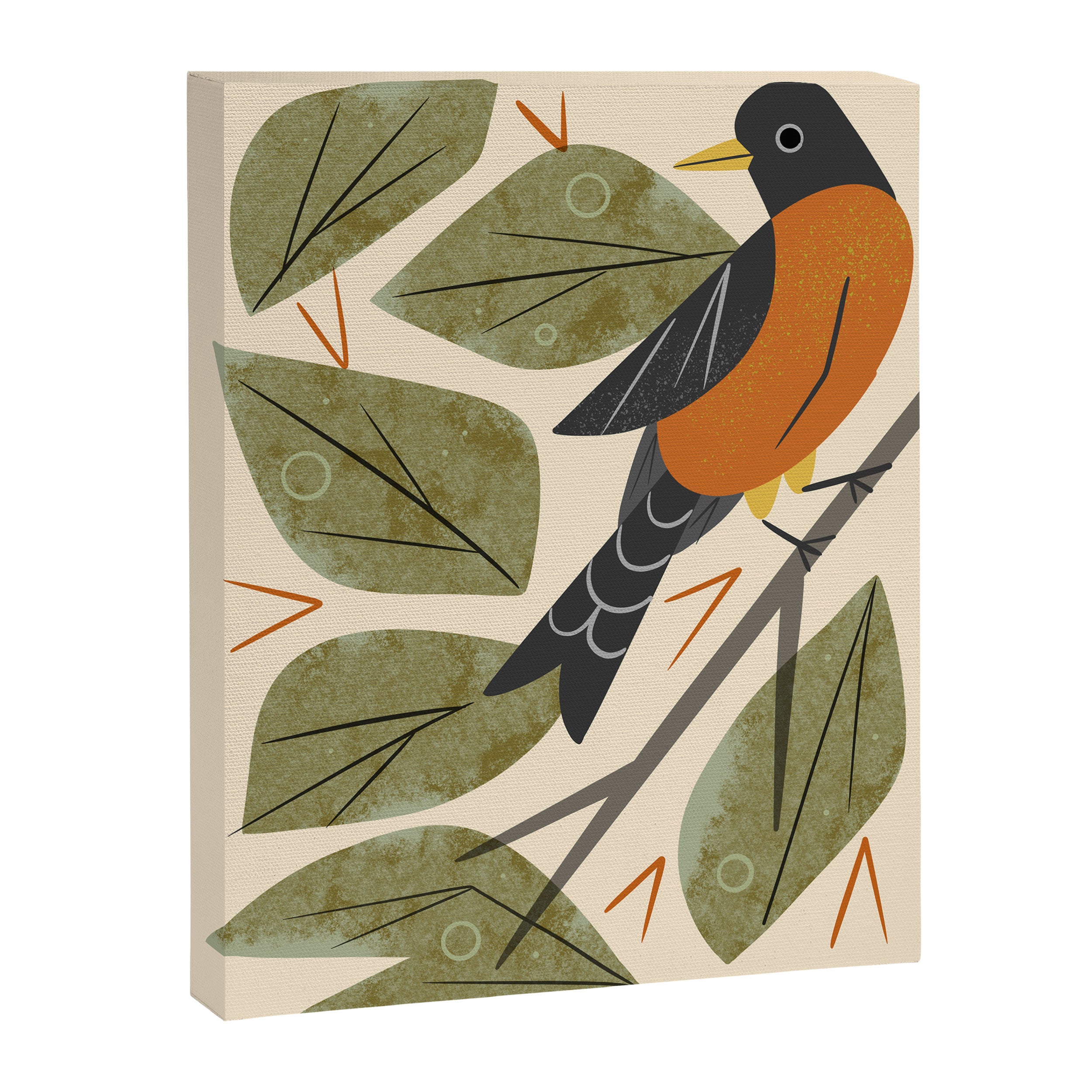 Perching Robin Canvas Print Gallery Image 6