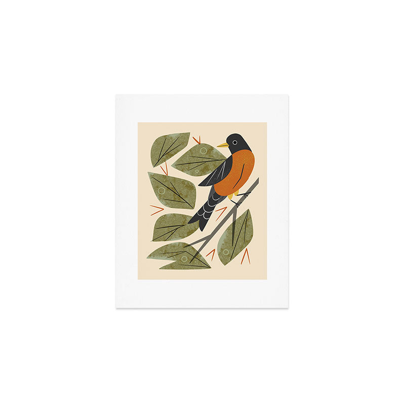 Perching Robin Art Print Gallery Image 1