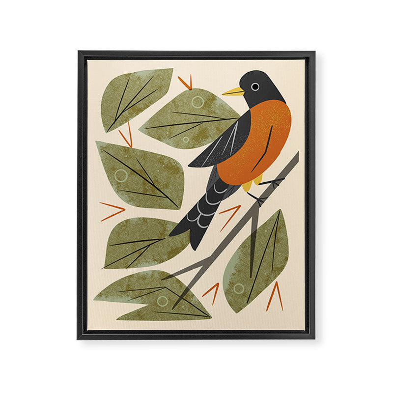 Perching Robin Framed Canvas Print Gallery Image 6