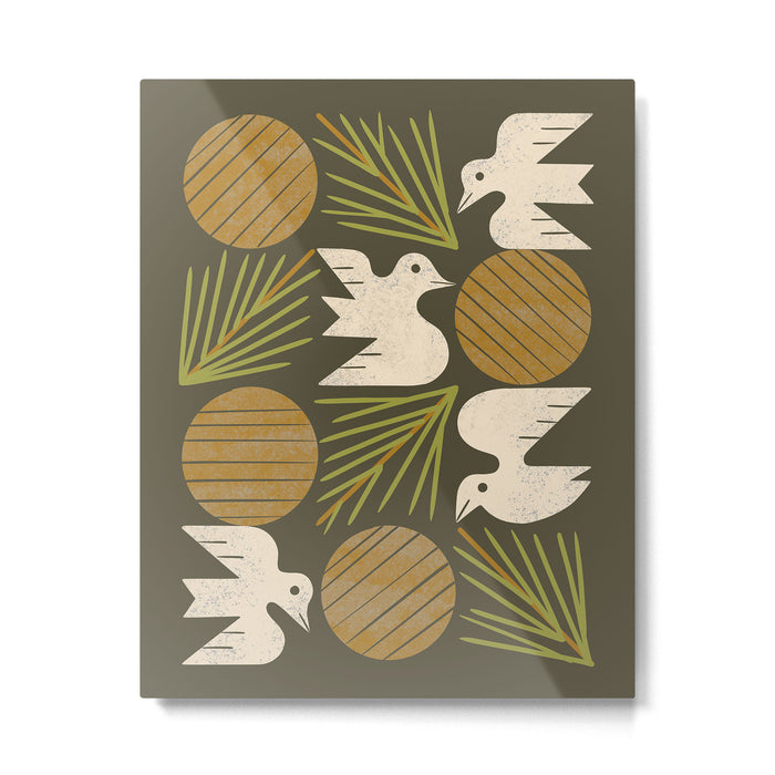 Pine Forest Doves Metal Print Gallery Image 1