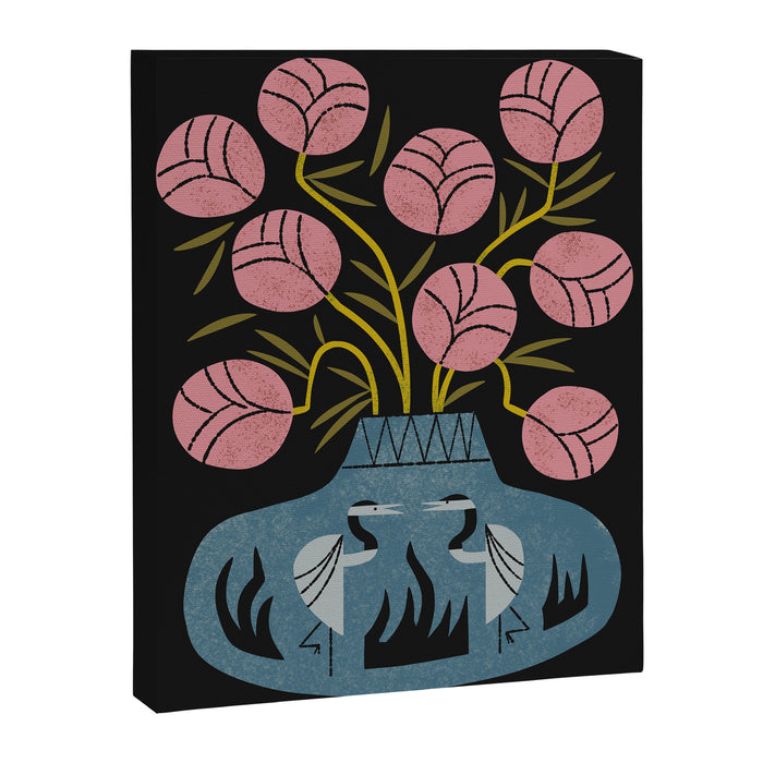 Pink Bouquet And Crane Vase Canvas Print Gallery Image 1