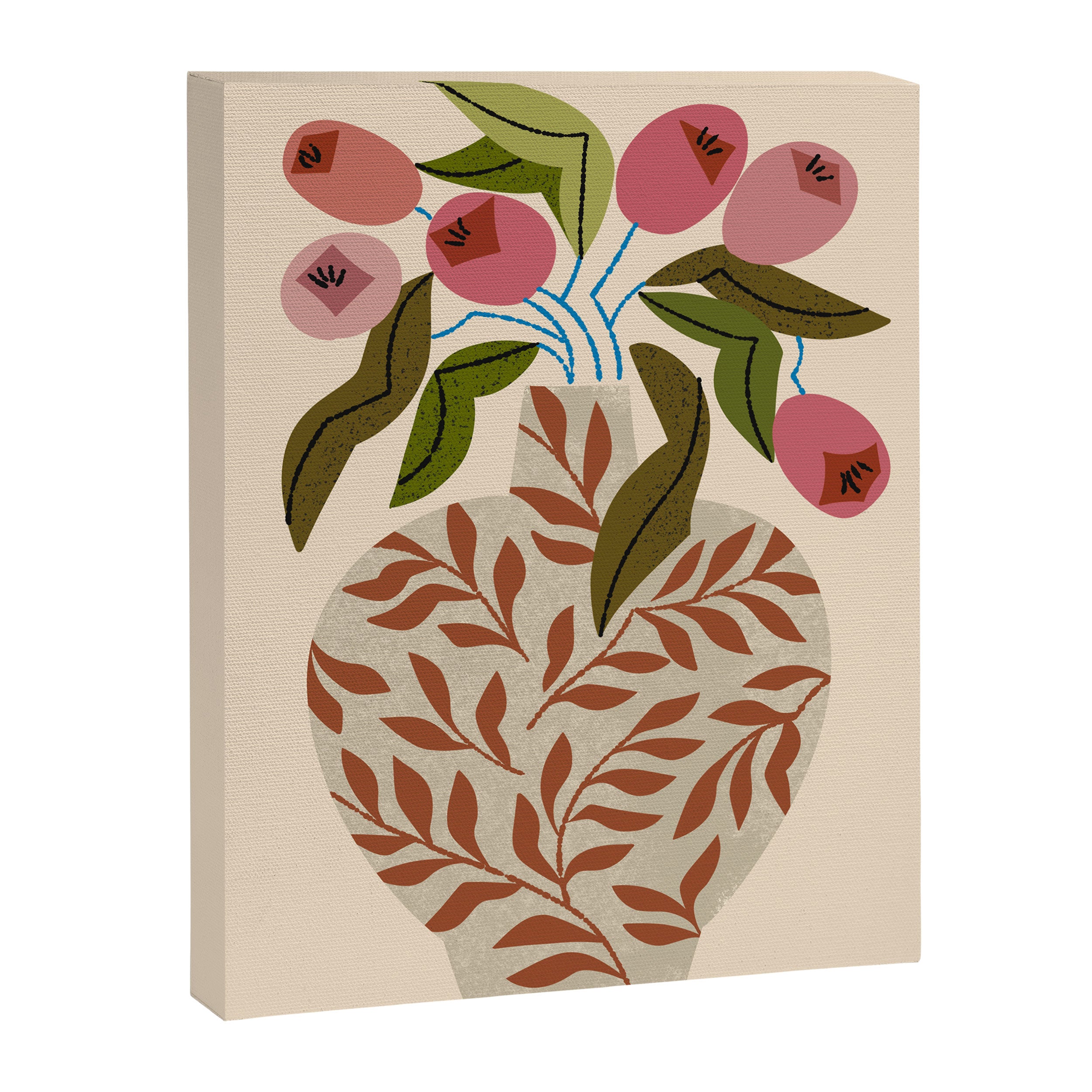 Pink Tulips In Fern Vase Canvas Print Gallery Image 6