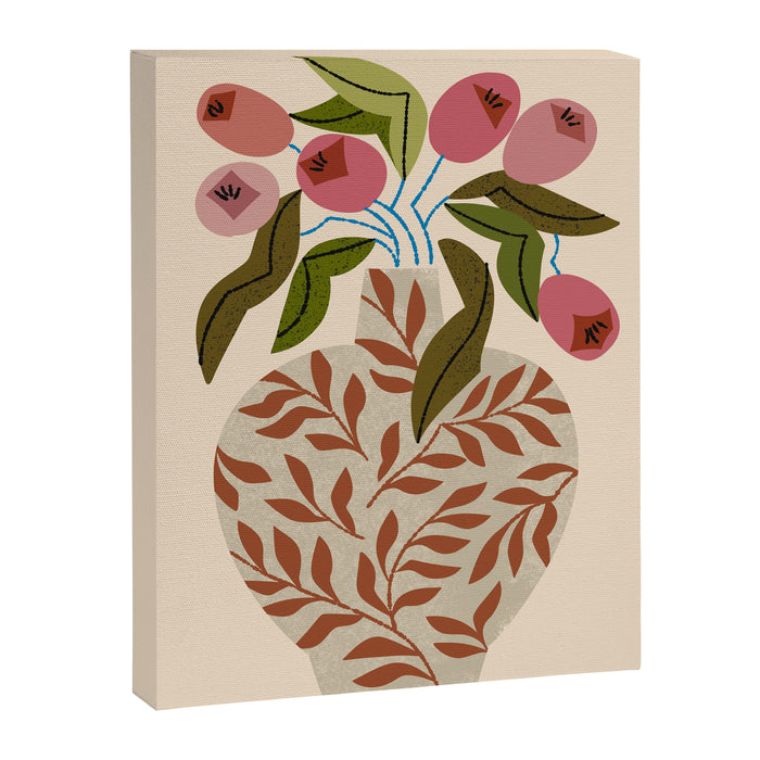 Pink Tulips In Fern Vase Canvas Print Gallery Image 1