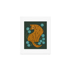 Playful Tabby and Blue Flowers Art Print Gallery Image 1