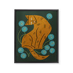 Playful Tabby and Blue Flowers Framed Canvas Print Gallery Image 6