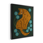 Playful Tabby and Blue Flowers Framed Canvas Print Gallery Image 2
