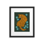 Playful Tabby and Blue Flowers Framed Art Print Gallery Image 5