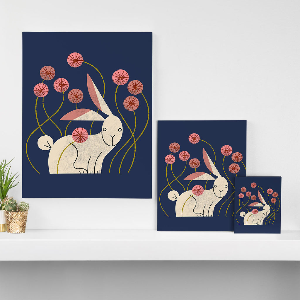 Rabbit And Wildflowers Canvas Print Gallery Image 3